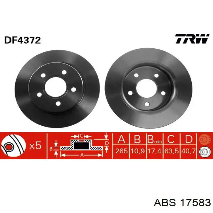 Disco do freio traseiro ABS 17583 preço, a partir de 43,40 USD