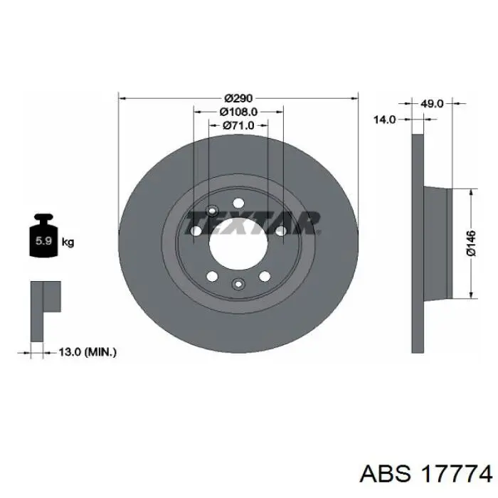 Compre 17774 ABS Disco do freio traseiro
