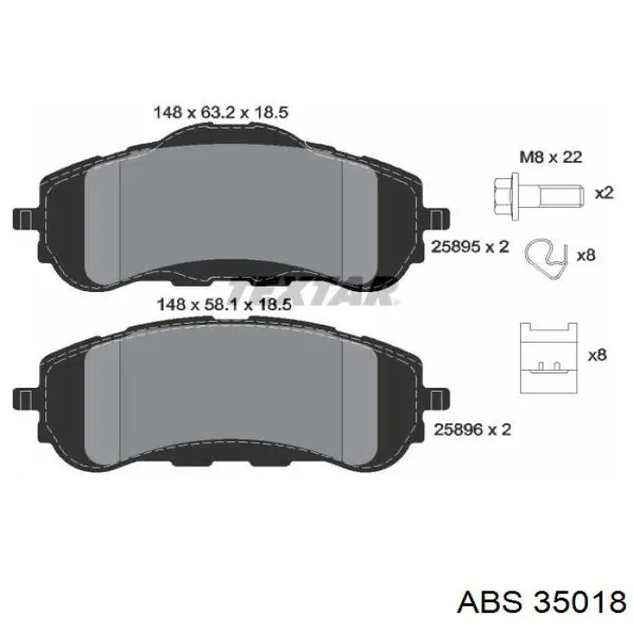 Sapatas do freio dianteiras de disco ABS 35018 preço, a partir de 33,20 USD