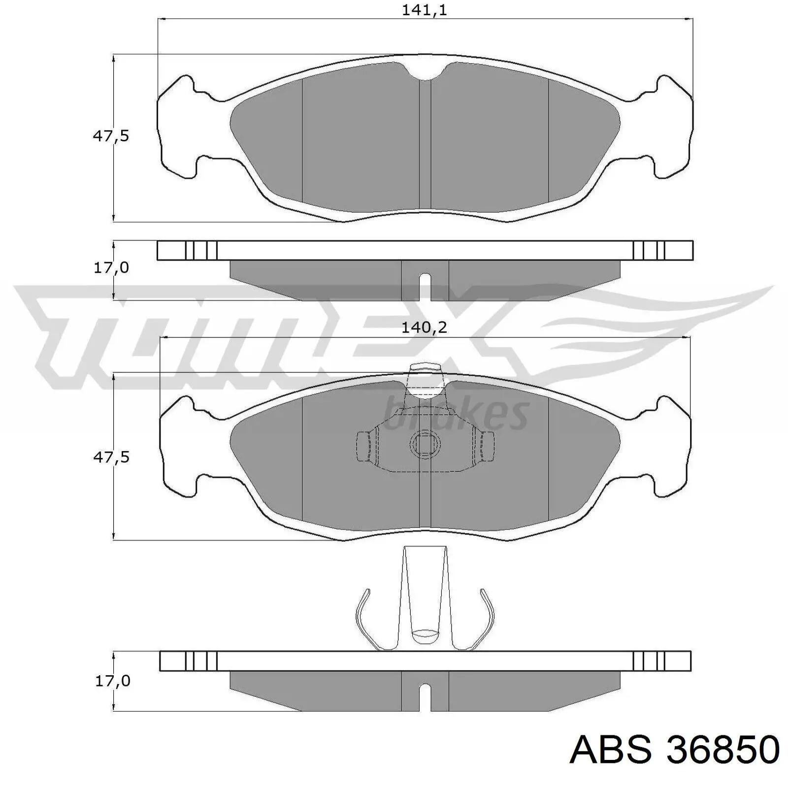 Sapatas do freio dianteiras de disco ABS 36850 preço, a partir de 24,78 USD