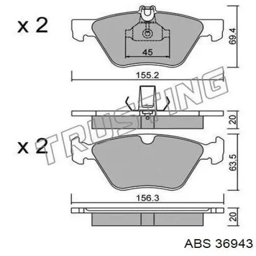 Sapatas do freio dianteiras de disco ABS 36943 preço, a partir de 32,50 USD