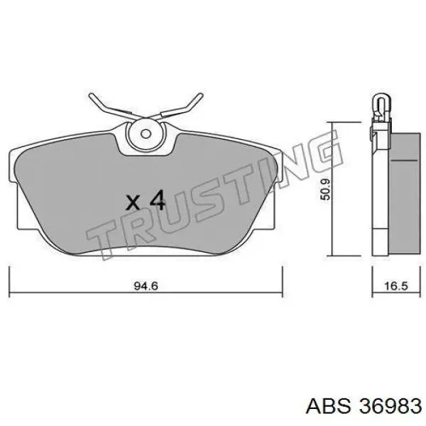 Compre 36983 ABS Sapatas do freio traseiras de disco