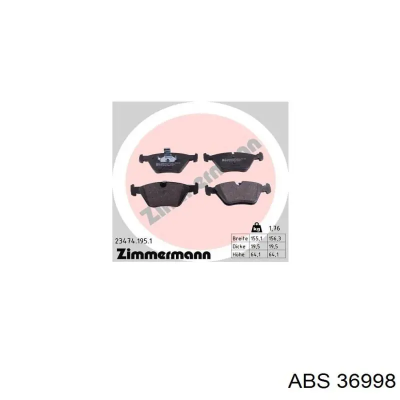 Compre 36998 ABS Sapatas do freio dianteiras de disco