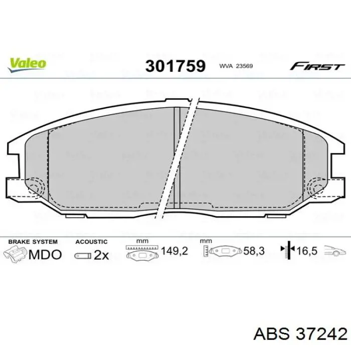 Compre 37242 ABS Sapatas do freio dianteiras de disco