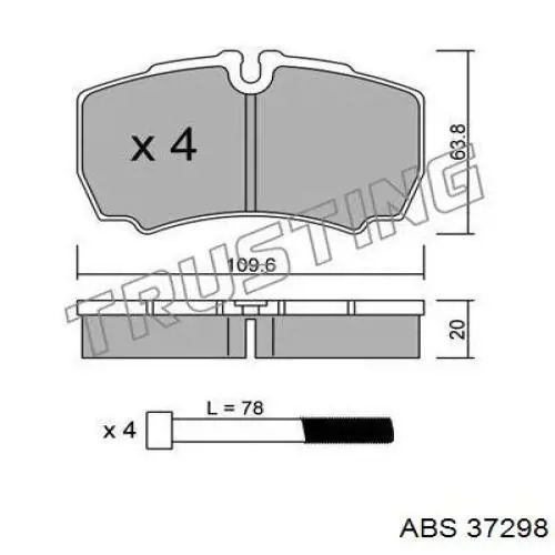 Compre 37298 ABS Sapatas do freio traseiras de disco