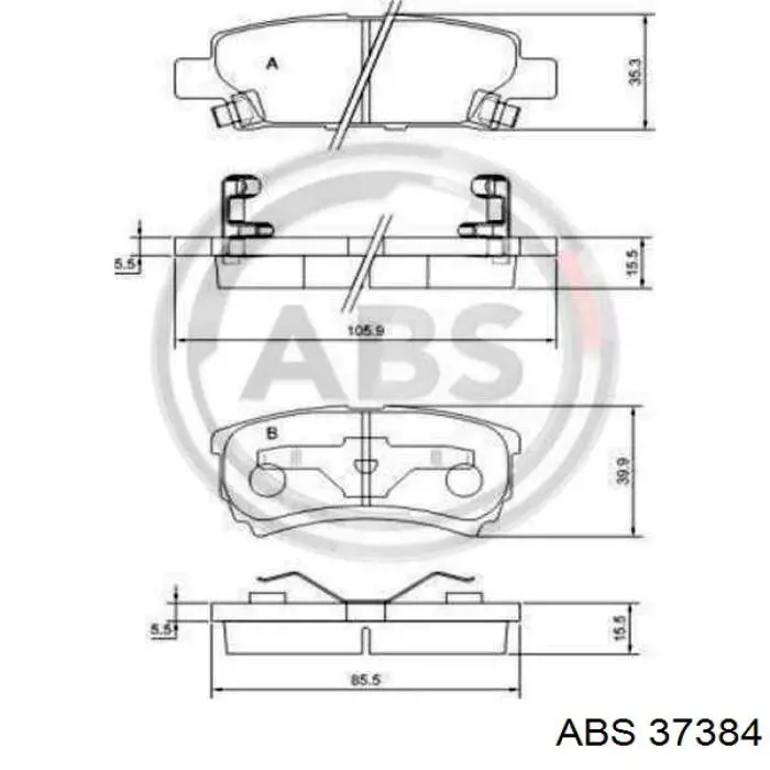 Compre 37384 ABS Sapatas do freio traseiras de disco