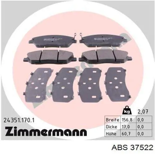 Compre 37522 ABS Sapatas do freio dianteiras de disco