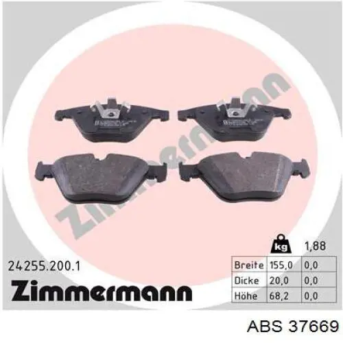 Compre 37669 ABS Sapatas do freio dianteiras de disco