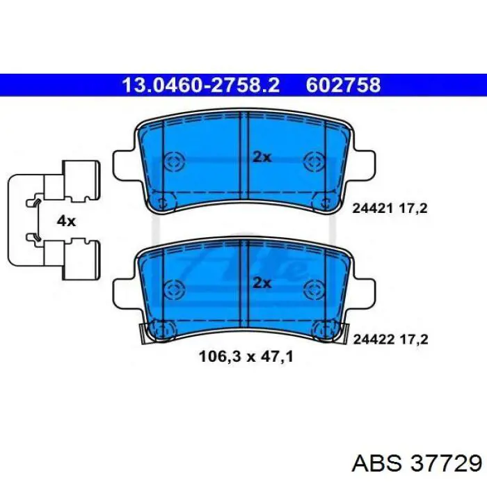 Compre 37729 ABS Sapatas do freio traseiras de disco