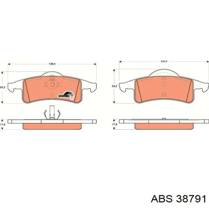 Compre 38791 ABS Sapatas do freio traseiras de disco