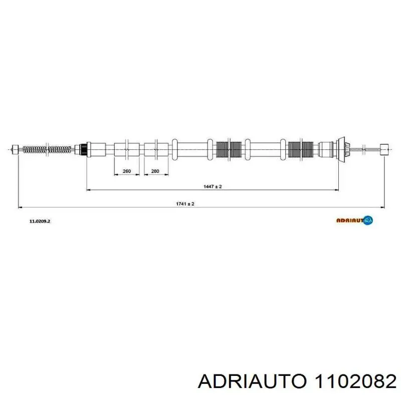 1102082 Adriauto Cabo do freio de estacionamento traseiro direito