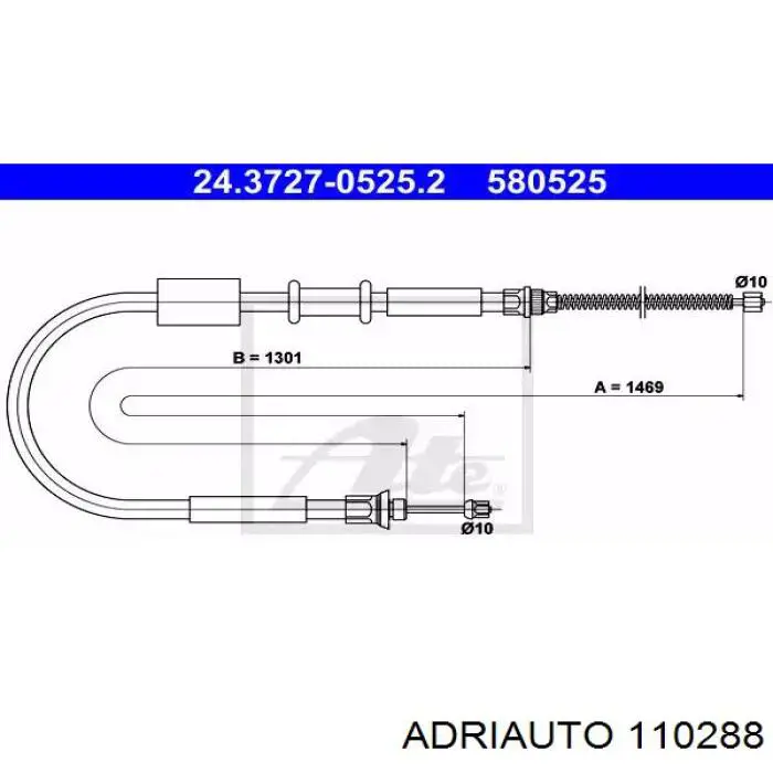 Compre 110288 Adriauto Cabo do freio de estacionamento traseiro direito