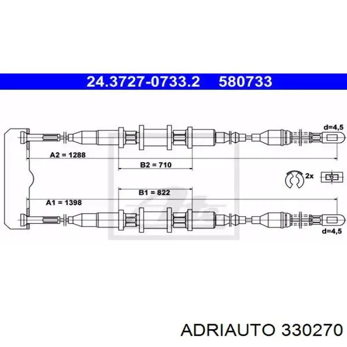 Cabo do freio de estacionamento traseiro direito Adriauto 330270 preço, a partir de 21,00 USD