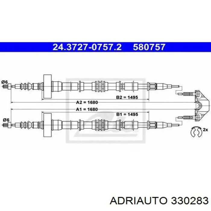 330283 Adriauto Cabo traseiro direito/esquerdo do freio de estacionamento