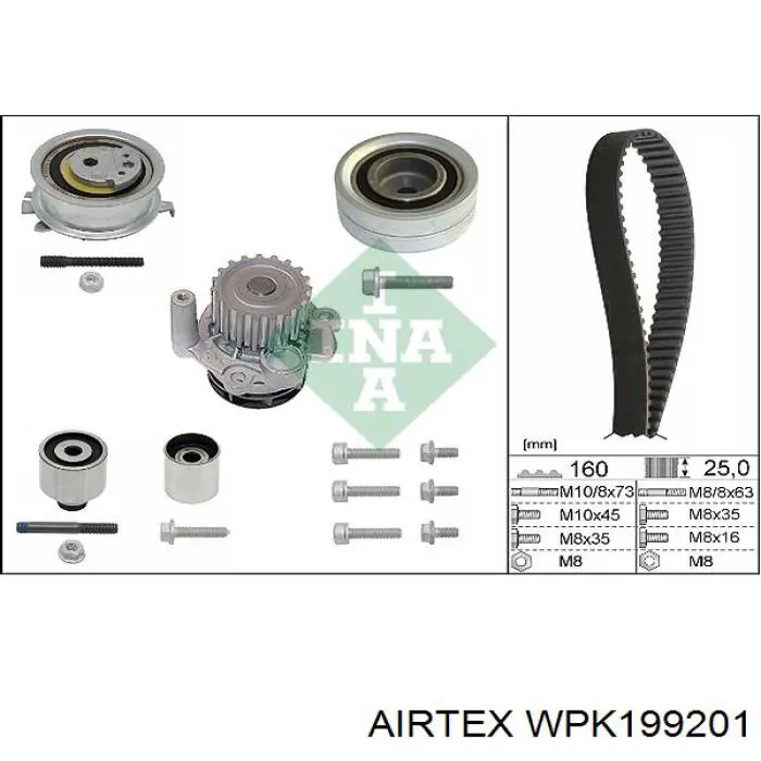 Correia do mecanismo de distribuição de gás, kit Airtex WPK199201 preço, a partir de 186,29 USD