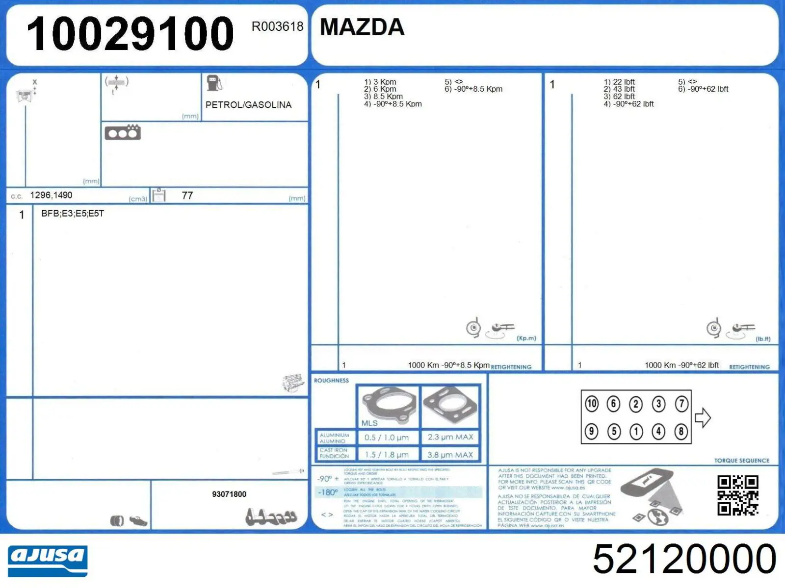 Kit superior de vedantes de motor Ajusa 52120000 preço, a partir de 50,23 USD