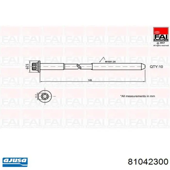 Parafuso de cabeça de motor (CBC) Ajusa 81042300 preço, a partir de 33,27 USD