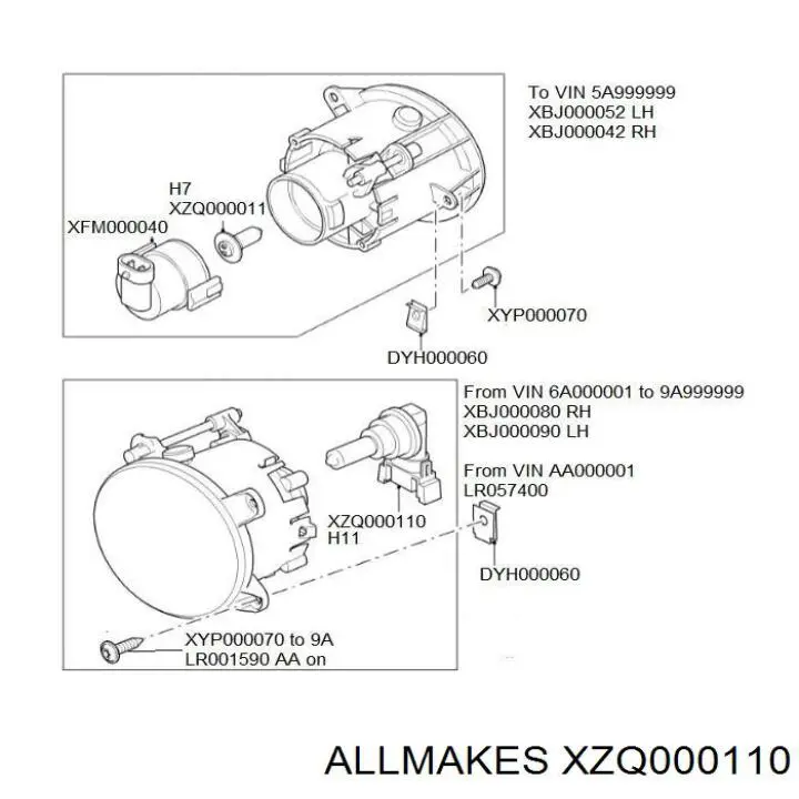 Lâmpada das luzes de nevoeiro para Land Rover Discovery II LJ ,LT