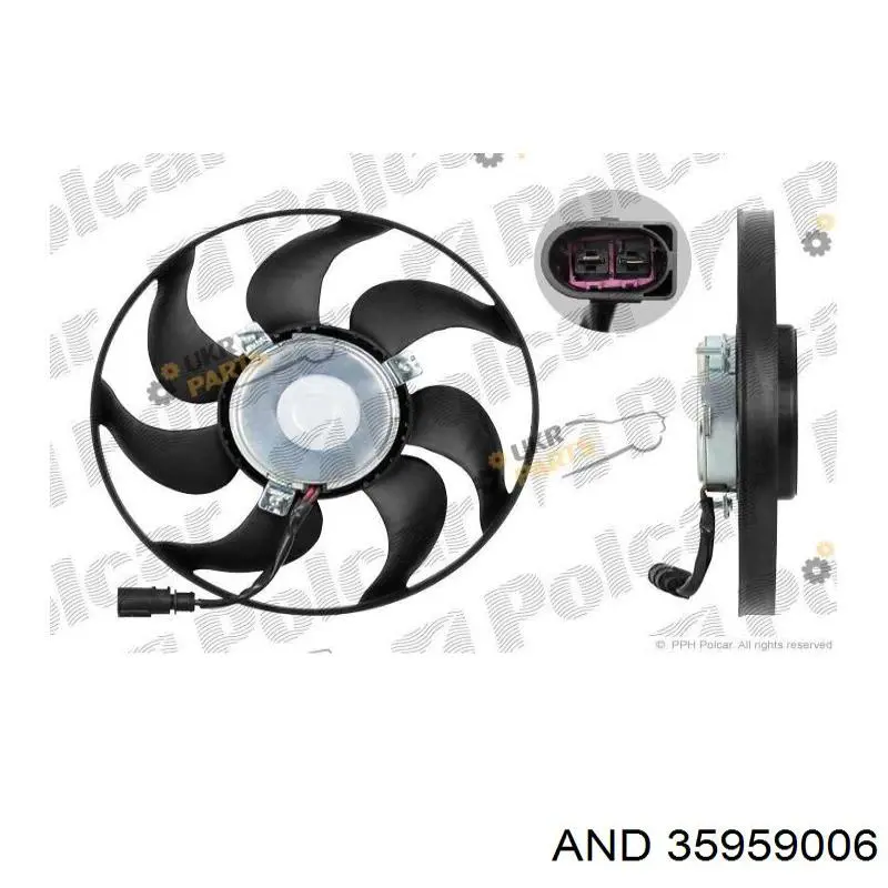 35959006 AND Ventilador elétrico de esfriamento montado (motor + roda de aletas) direito