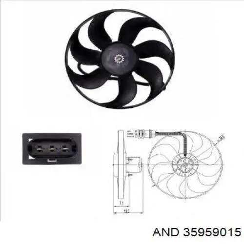 35959015 AND Ventilador elétrico de esfriamento montado (motor + roda de aletas)