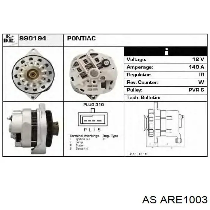 Relê-regulador do gerador (relê de carregamento) ARE1003 AS/Auto Storm