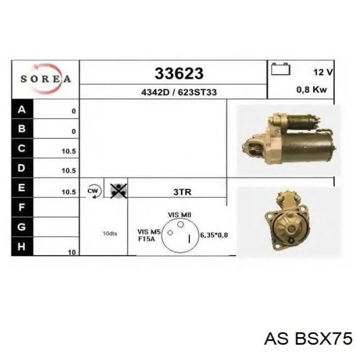 Escova do motor de arranco BSX75 AS/Auto Storm