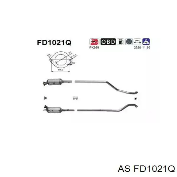 Compre FD1021Q AS/Auto Storm Filtro de partículas do sistema dos gases de escape