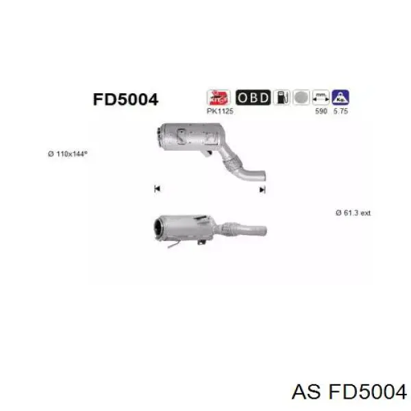BM11040H BM Catalysts Filtro de partículas do sistema dos gases de escape