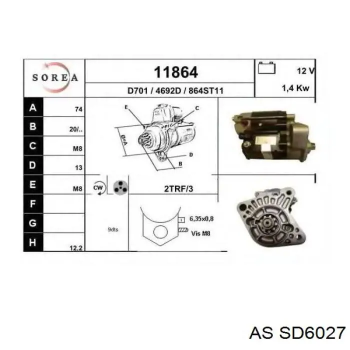 Roda-livre do motor de arranco AS/Auto Storm SD6027 preço, a partir de 49,45 USD