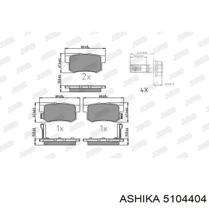 Compre 5104404 Ashika Sapatas do freio traseiras de disco