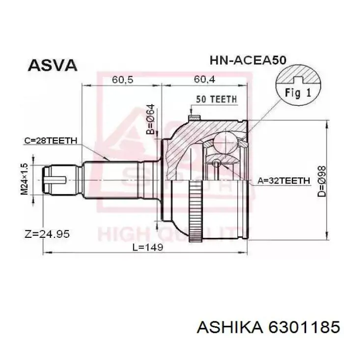 Bota de proteção interna de junta homocinética do semieixo dianteiro Ashika 6301185 preço, a partir de 11,48 USD