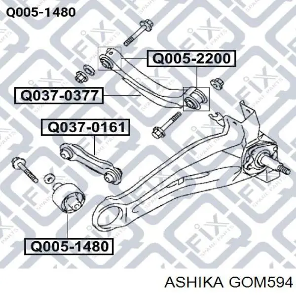 Compre GOM594 Ashika Bloco silencioso do braço oscilante inferior traseiro longitudinal