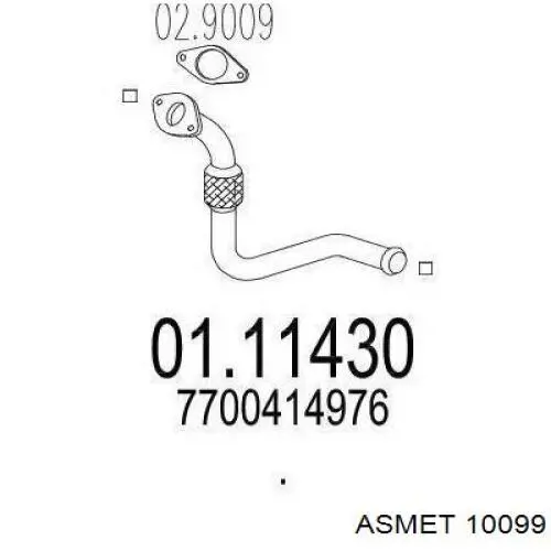 Tubo de admissão dianteiro (calças) do silenciador Asmet 10099 preço, a partir de 77,64 USD