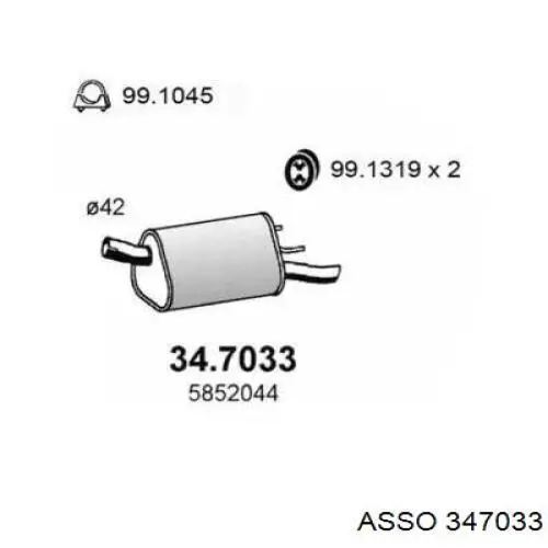 Silenciador, parte traseira Asso 347033 preço, a partir de 65,73 USD
