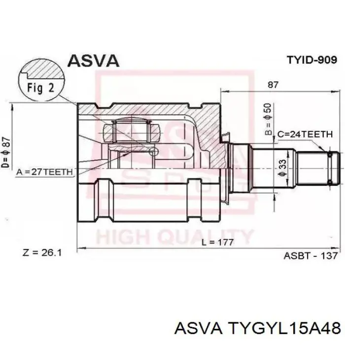 Junta homocinética externa dianteira TO102A48 HDK