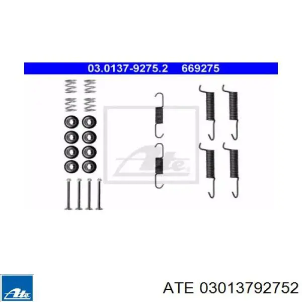 Compre 03013792752 ATE Kit de montagem das sapatas traseiras de tambor