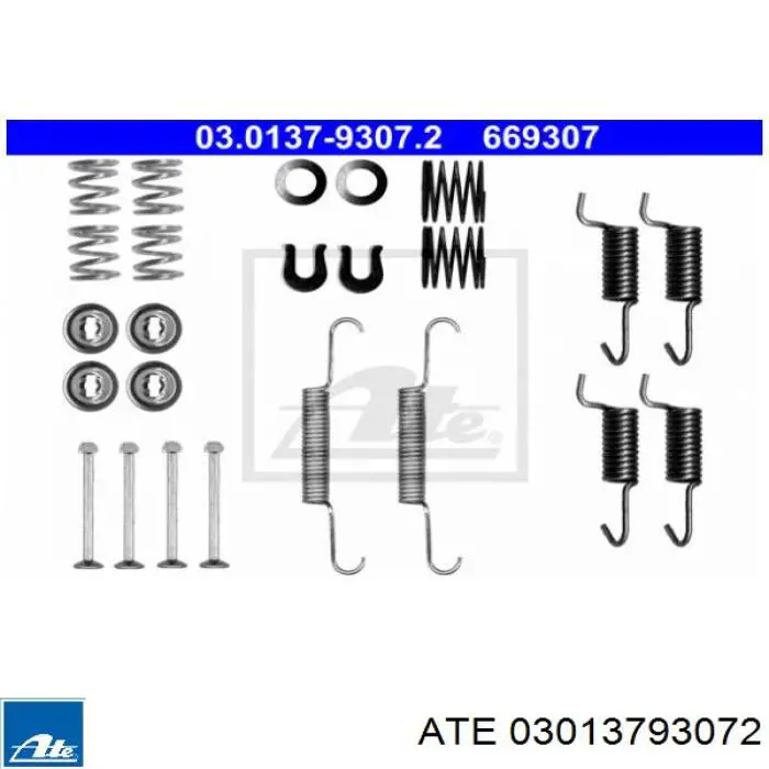 03013793072 ATE Kit de montagem das sapatas traseiras de tambor