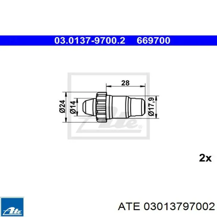 03013797002 ATE Mecanismo de aproximação (de auto-aproximação) das sapatas de tambor (kit de reparação levadiça)