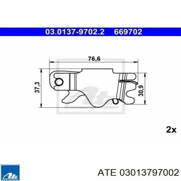 Mecanismo de aproximação (de auto-aproximação) das sapatas de tambor (kit de reparação levadiça) ATE 03013797002