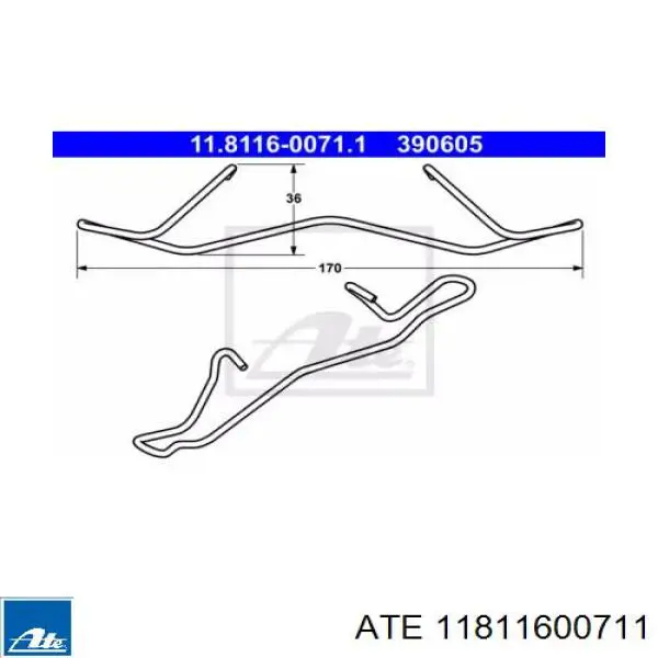 Kit de molas de fixação de sapatas de disco dianteiras ATE 11811600711 preço, a partir de 6,12 USD