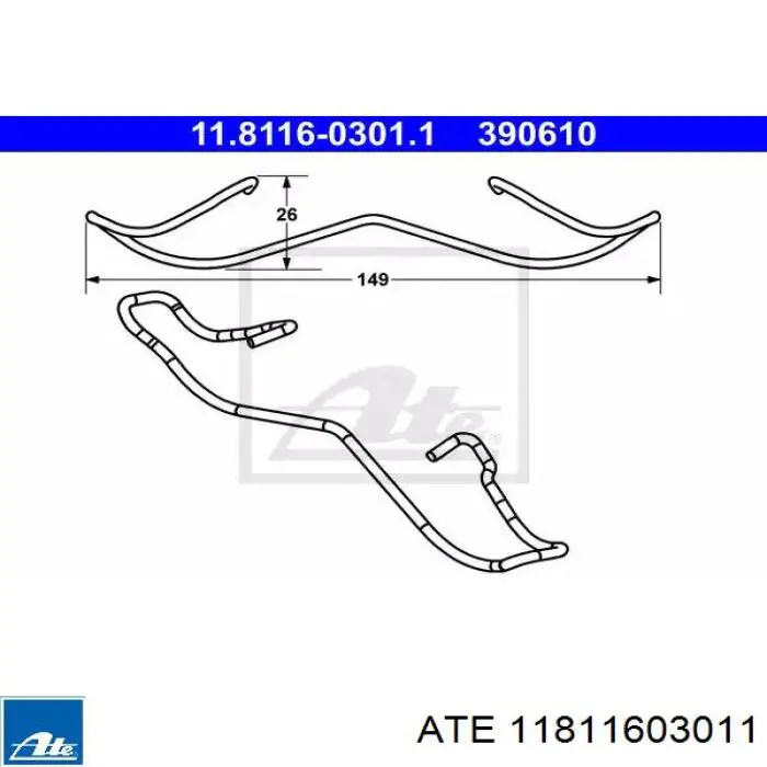 Kit de molas de fixação de sapatas de disco dianteiras ATE 11811603011 preço, a partir de 12,40 USD