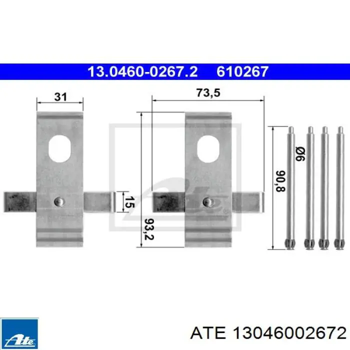 Kit de molas de fixação de sapatas de disco dianteiras ATE 13046002672 preço, a partir de 23,83 USD