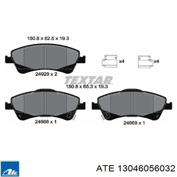 Sapatas do freio dianteiras de disco ATE 13046056032 preço, a partir de 38,21 USD