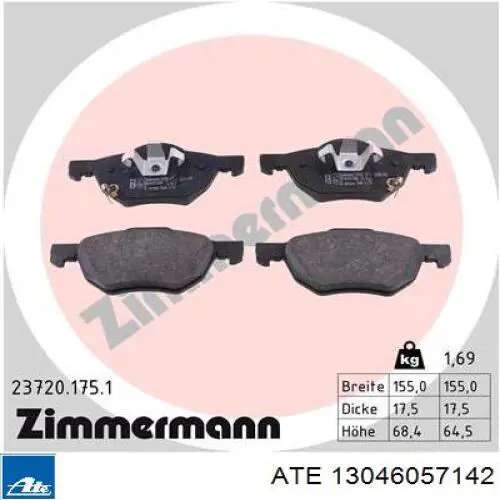 Sapatas do freio dianteiras de disco ATE 13046057142 preço, a partir de 34,52 USD