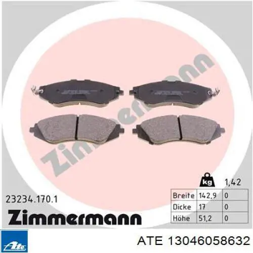 Sapatas do freio dianteiras de disco ATE 13046058632 preço, a partir de 36,96 USD