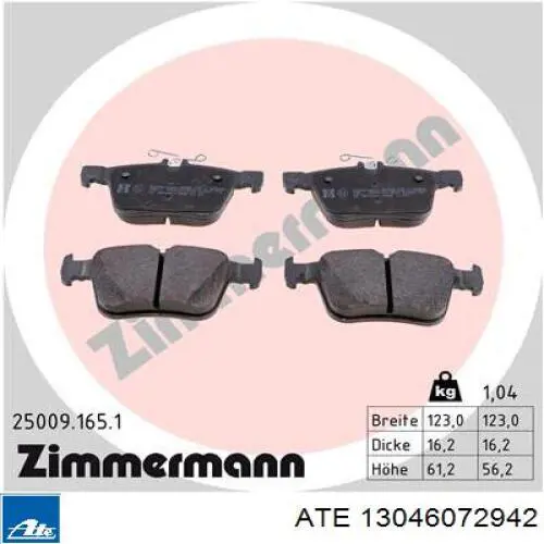 Sapatas do freio traseiras de disco ATE 13046072942 preço, a partir de 35,92 USD