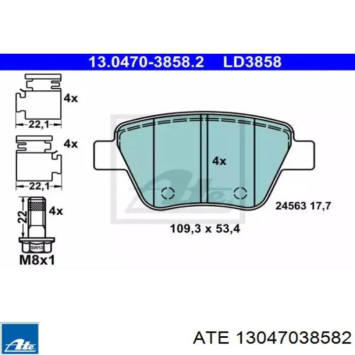 Sapatas do freio traseiras de disco ATE 13047038582 preço, a partir de 33,50 USD