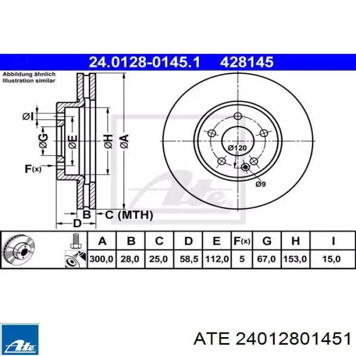 24012801451 ATE Disco do freio dianteiro