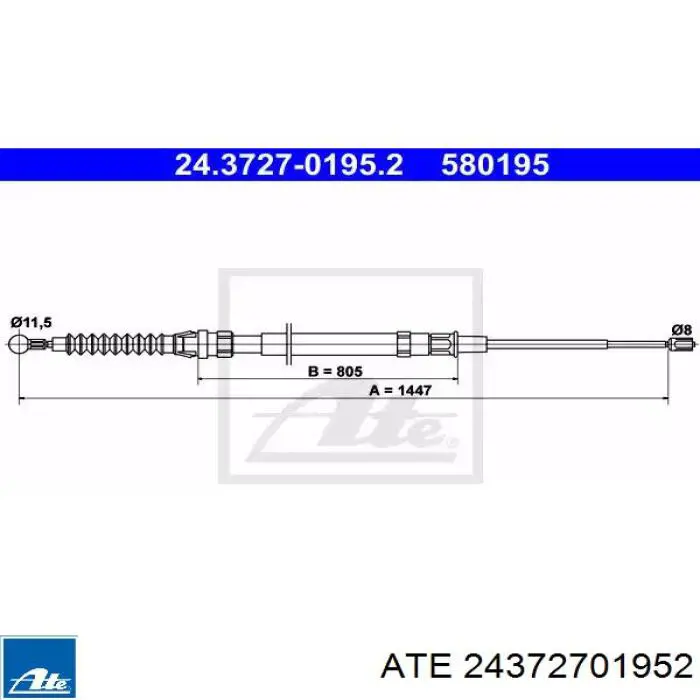 24372701952 ATE Cabo traseiro direito/esquerdo do freio de estacionamento