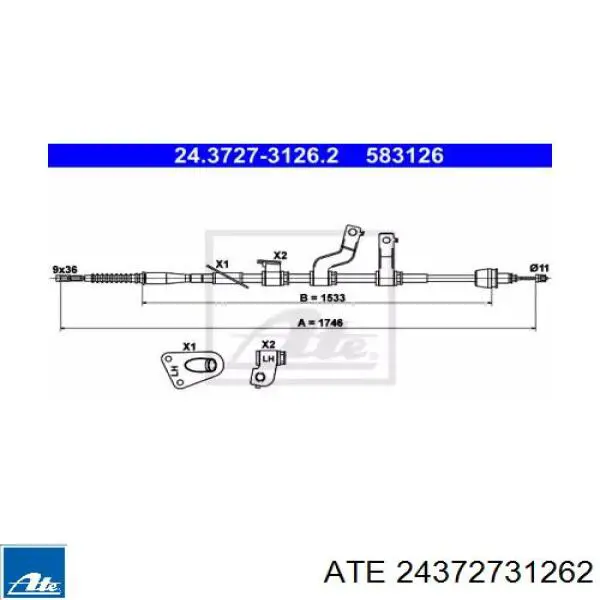 Compre 59760A6300 Hyundai/Kia Cabo do freio de estacionamento traseiro esquerdo